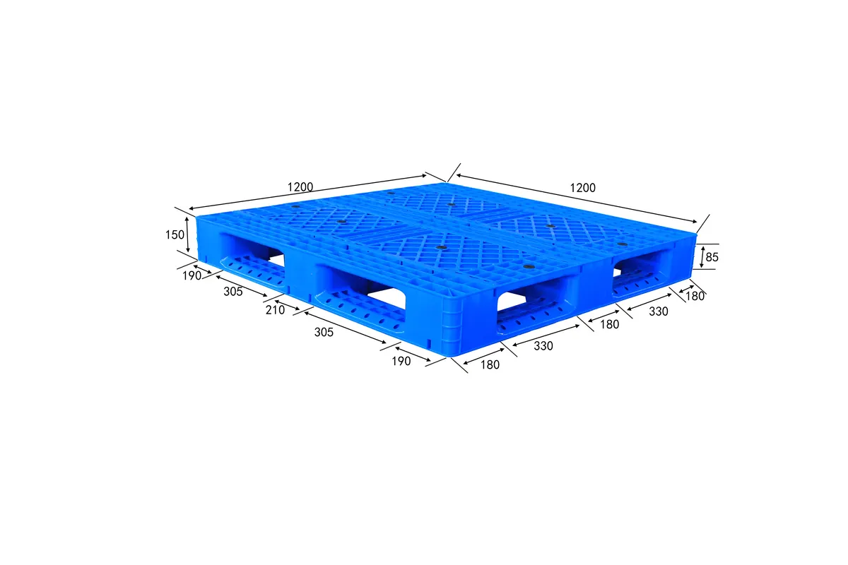 Blue 6 runner mesh plastic pallet ANB-PL-6R-1212